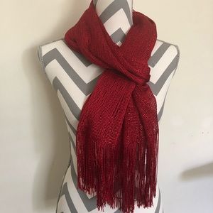 Red Metallic Long Scarf